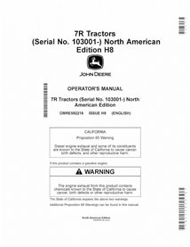 JD-OMRE592218 John Deere 7210R, 7230R, 7250R, 7270R, 7290R, 7310R SN 103000- manual do operador do trator em pdf