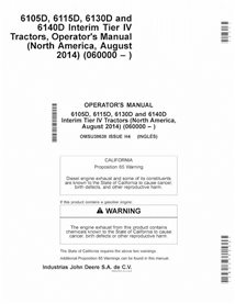 JD-OMSU38638 John Deere 6105D, 6115D, 6130D e 6140D Tratores Interim Tier IV manual do operador do trator em pdf