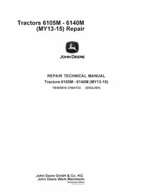 TM405819 Manual técnico de reparação do trator John Deere 6105M, 6115M, 6125M, 6130M, 6140M MY13-15 (TM405819)