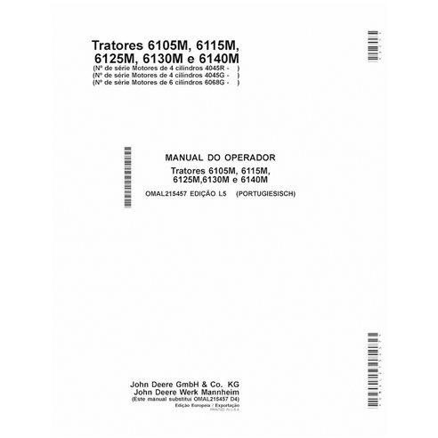 JD-OMAL215457-PT Manual del operador del tractor John Deere 6105M, 6115M, 6125M, 6130M, 6140M MY13-15 PT (OMAL215457)