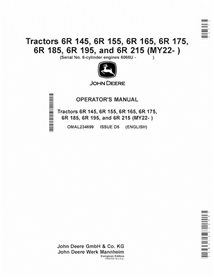 JD-OMAL234699 John Deere 6R 145, 6R 155, 6R 165, 6R 175, 6R 185, 6R 195, 6R 215 MY22- tractor operator's manual (OMAL234699)