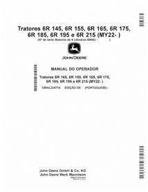 JD-OMAL234714-PT John Deere 6R145, 6R155, 6R165, 6R175, 6R185, 6R195, 6R215 MY22- tractor pdf operator's manual PT