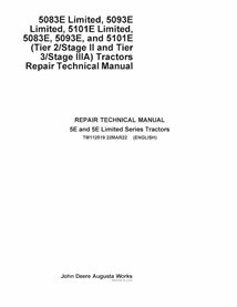 TM112519 Manuel technique de réparation des tracteurs John Deere 5083E, 5083EN, 5093E, 5093EN, 5101E, 5101EN (PDF)