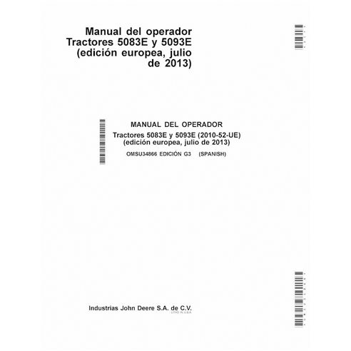 JD-OMSU34866-ES Manual del operador del tractor John Deere 5083E, 5093E 2013 EU (OMSU34866)