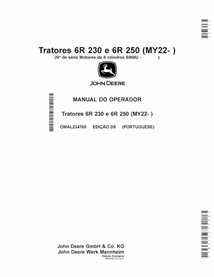 JD-OMAL234765-PT Manuel d'utilisation du tracteur John Deere 6R230, 6R250 MY22 (PDF) PT