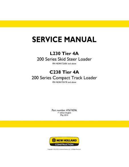 Manual de servicio de la cargadora New Holland L230, C238 Tier 4A - New Holland Construcción manuales - NH-47674596