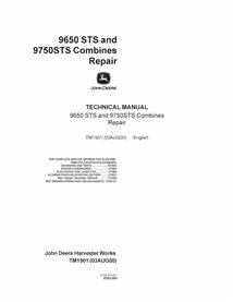 TM1901 John Deere 9650 STS and 9750 STS combine repair technical manual (TM1901)