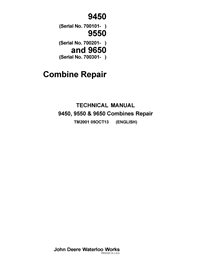 TM2001 Manual técnico de reparación de cosechadoras John Deere 9450, 9550, 9650 SN 700101 (TM2001)