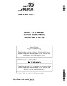 JD-OMH219418 John Deere 9560, 9660 SN 715101- combine operator's manual (OMH219418)