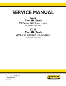 Manual de servicio de la cargadora New Holland L230, C238 Tier 4B - Construcción New Holland manuales