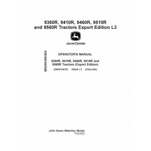 JD-OMRE346376 Manual do operador do trator John Deere 9360R, 9410R, 9460R, 9510R e 9560R em PDF
