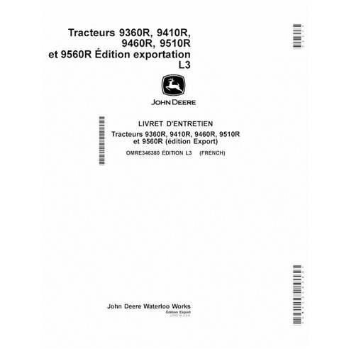 JD-OMRE346380-FR Manual do operador do trator John Deere 9360R, 9410R, 9460R, 9510R e 9560R FR (OMRE346380)