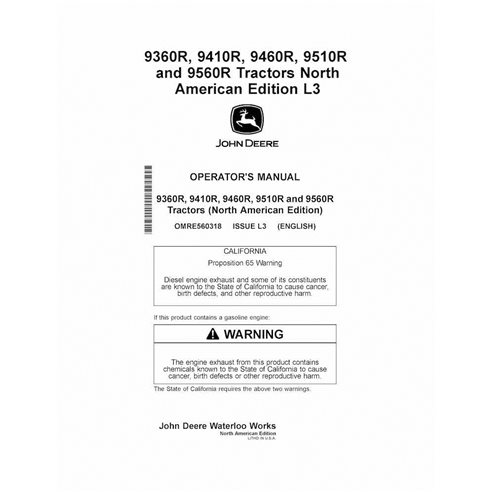 JD-OMRE560318 John Deere 9360R, 9410R, 9460R, 9510R, and 9560R NA tractor pdf operator's manual
