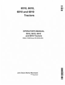 JD-OMAL116300 John Deere 6510, 6610, 6810, 6910 SN 0-266766 tractor pdf operator's manual
