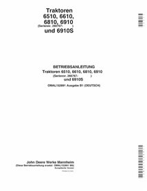 JD-OMAL152891-DE Manual del operador del tractor John Deere 6510, 6610, 6810, 6910, 6910S SN 266767- DE (OMAL152891)