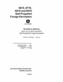 TM4489 John Deere 6610, 6710, 6810 and 6910 forage harvester pdf technical manual - all inclusive