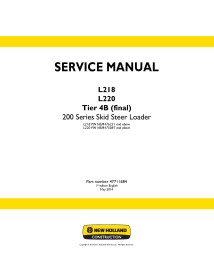 New Holland L218 / L220 Tier 4B skid loader service manual - New Holland Construction manuals - NH-47711684