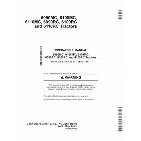 JD-OMAL216252 John Deere 6090MC, 6100MC, 6110MC, 6090RC, 6100RC, 6110RC MY14-15 tractor pdf operator's manual