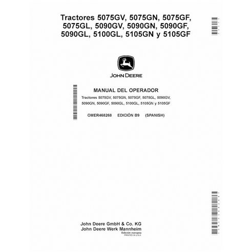 JD-OMER468268-ES Manual do operador do trator John Deere 5075GV, GN, GF, GL, 5090GV, GN, GF, GL, 5100 GL, 5105GN, GF MY17-19 ...