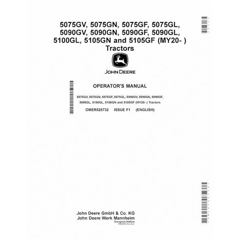 JD-OMER525732 John Deere 5075GV, GN, GF, GL, 5090GV, GN, GF, GL, 5100 GL, 5105GN, GF MY20-21 EU tractor operator's manual (OM...