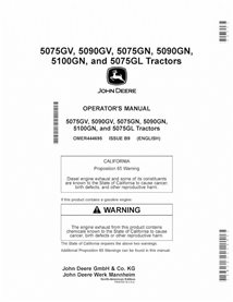 JD-OMER444695 Manuel d'utilisation du tracteur John Deere 5075GL, 5075GN, 5075GV, 5090GN, 5090GV, 5100GN MY16-19 NA (PDF) FR