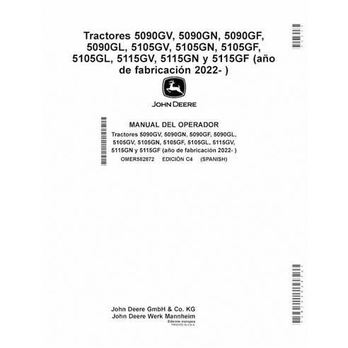 JD-OMER582872-ES Manual do operador do trator John Deere 5090-5115 GF, GN, GL, GV MY22-EU em PDF ES