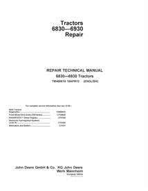 TM400619 John Deere 6830, 6930 tractor repair technical manual (TM400619)