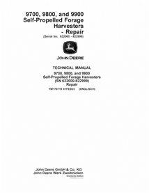 TM170719 Manuel technique de réparation (TM170719) pour les ensileuses automotrices John Deere 9700, 9800 et 9900 (numéros de...