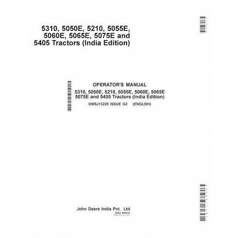 JD-OMSJ13235-EN Manual do operador dos tratores John Deere 5310, 5050E, 5210, 5055E, 5060E, 5065E, 5075E e 5405 (OMSJ13235)