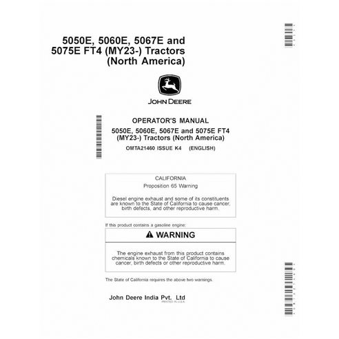 JD-OMTA21460-EN John Deere 5050E, 5060E, 5067E and 5075E FT4 (MY23-) NA tractor operator's manual (OMTA21460)
