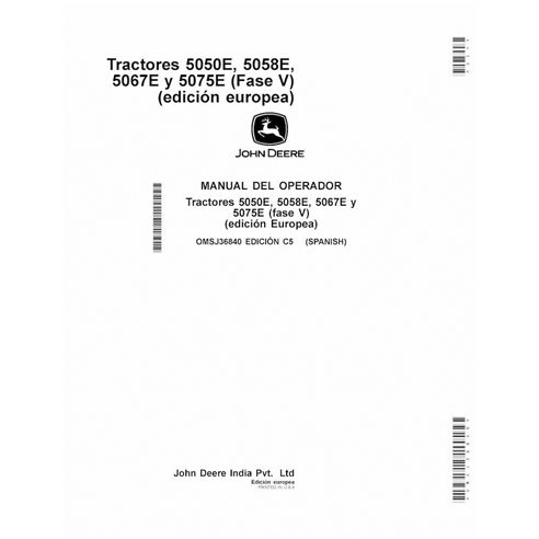JD-OMSJ36840-ES Manual do operador do trator John Deere 5050E, 5058E, 5067E e 5075E (Stage V) UE ES (OMSJ36840)