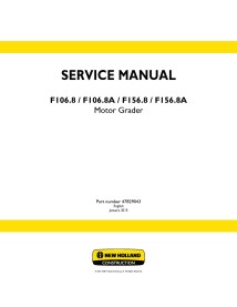 Manual de servicio de la motoniveladora New Holland F106.8 / F106.8A / F156.8 / F156.8A - Construcción New Holland manuales