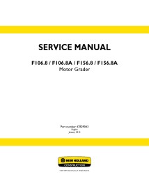 Manual de serviço da motoniveladora New Holland F106.8 / F106.8A / F156.8 / F156.8A - Construção New Holland manuais - NH-478...