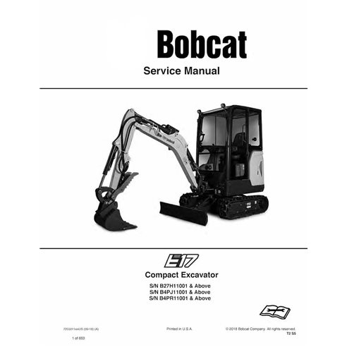 Bobcat E17 compact excavator pdf service manual 