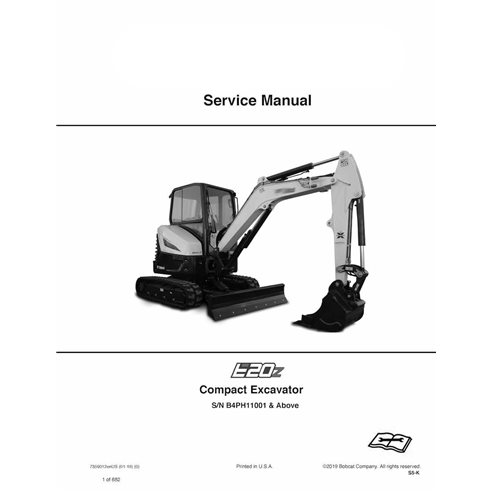 Manual de serviço em pdf da escavadeira compacta Bobcat E20Z