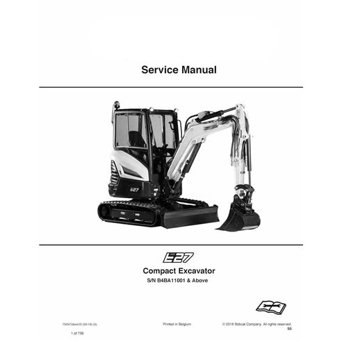 Manual de serviço em pdf da escavadeira compacta Bobcat E27