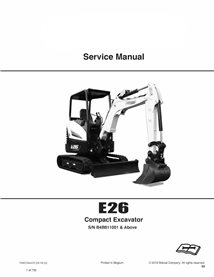 Bobcat E26 compact excavator pdf service manual 