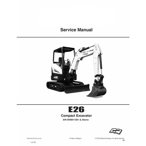 Bobcat E26 compact excavator pdf service manual 