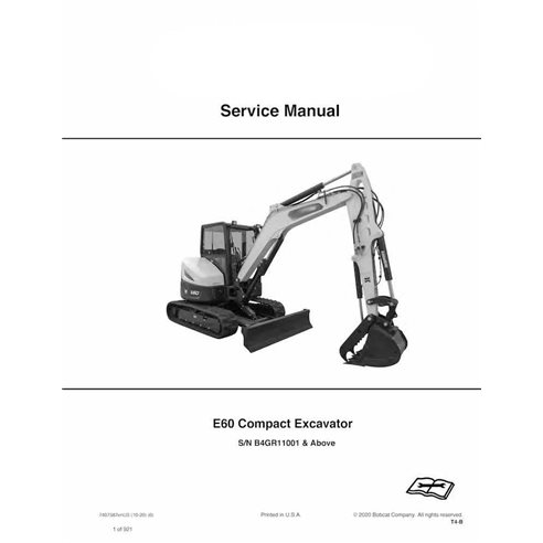 Manual de servicio en pdf de la excavadora compacta Bobcat E60