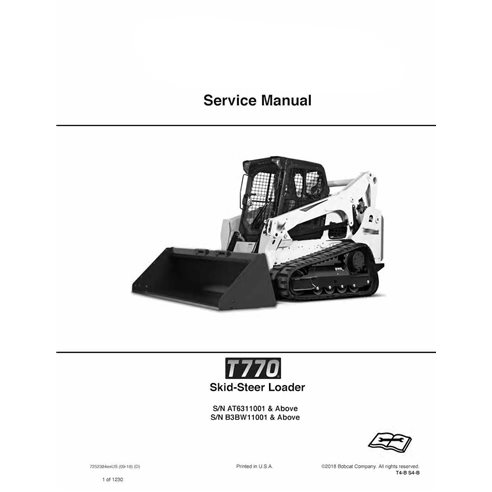 Bobcat T770 skid steer loader manual de servicio en pdf