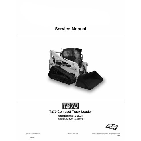 Manual de serviço em pdf da minicarregadeira Bobcat T870