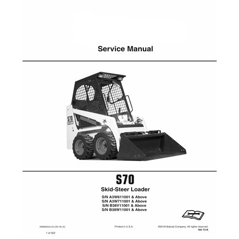 Manual de serviço em pdf da minicarregadeira Bobcat S70