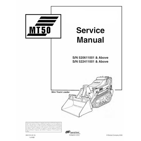 Bobcat MT50 mini cargadora de cadenas pdf manual de servicio