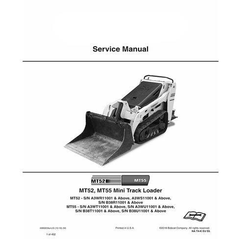 Bobcat MT52, MT55 mini cargadora de orugas manual de servicio en pdf