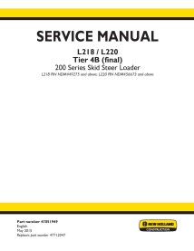Manual de serviço da carregadeira Skid New Holland L218 / L220 - New Holland Construction manuais