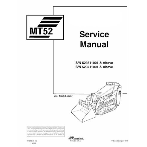 Bobcat MT52 mini track loader pdf service manual 