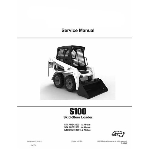 Bobcat S100 skid steer loader manual de servicio en pdf