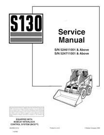 Manual de serviço em pdf da minicarregadeira Bobcat S130