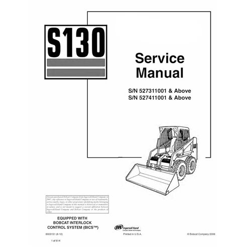 Manuel d'entretien pdf de la chargeuse compacte Bobcat S130
