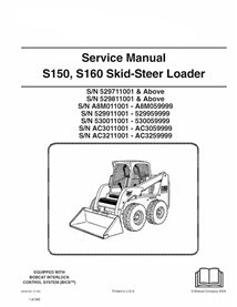 Bobcat S150, S160 minicarregadeira manual de serviço em pdf
